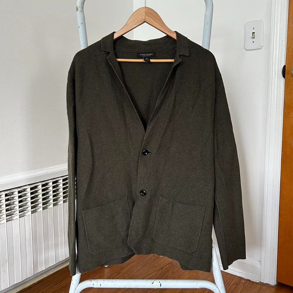 Banana Republic olive cotton blazer cardigan
